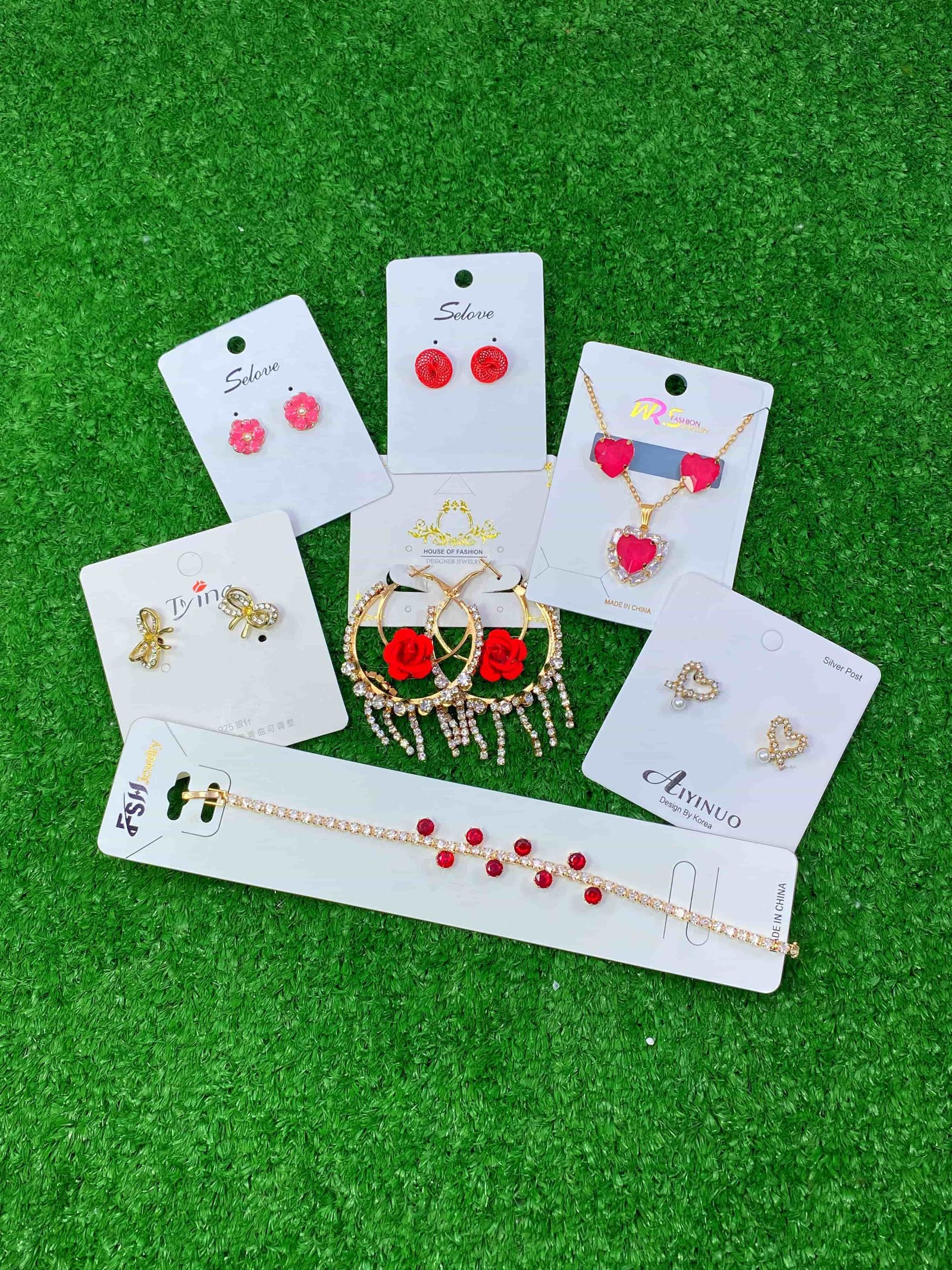 3 Elegant Earrings & 2 Ear Studs for a Festive Look